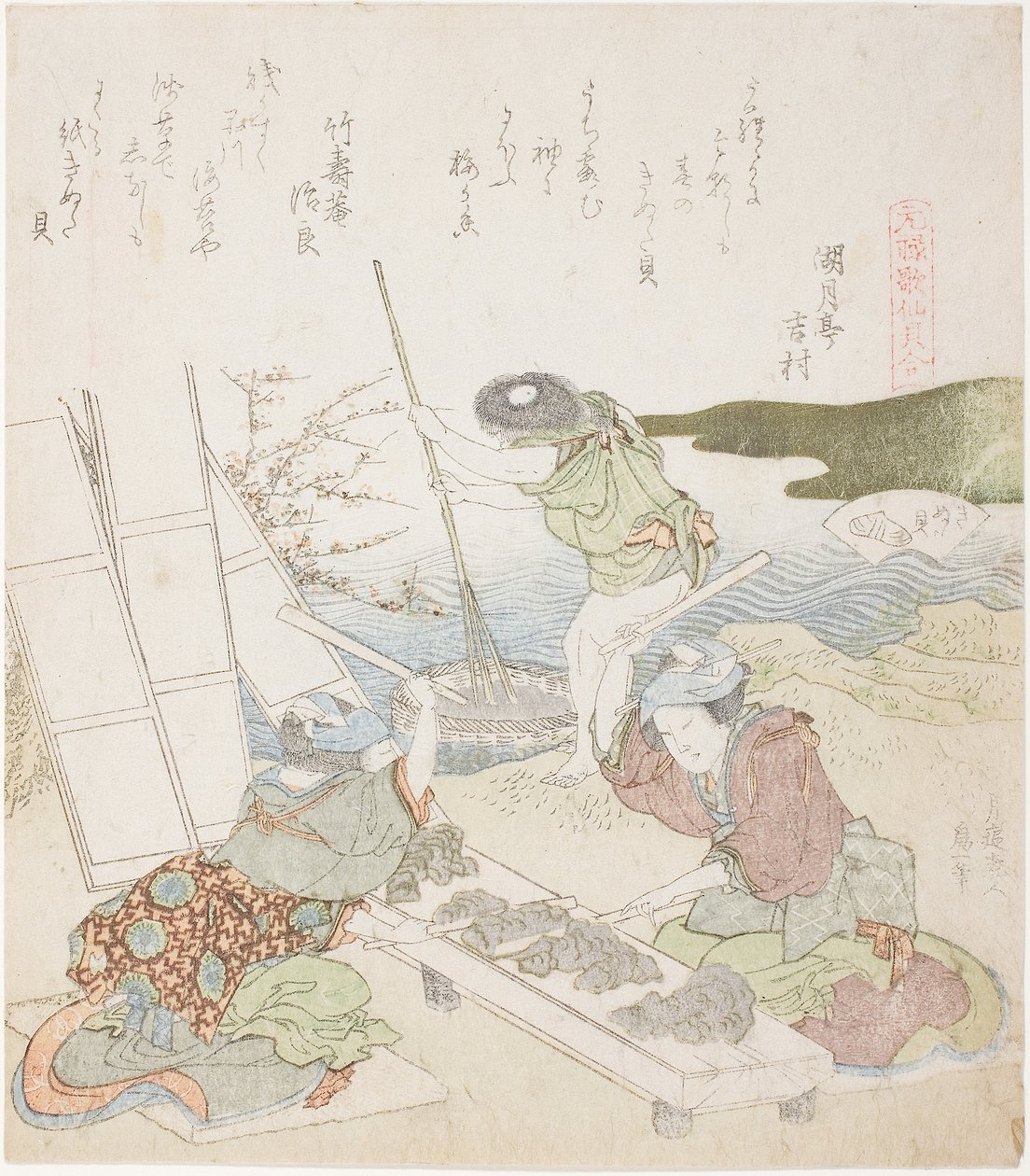 Recyklační papír, ilustrace pro The Fulling-block Shell od Katsushika Hokusai