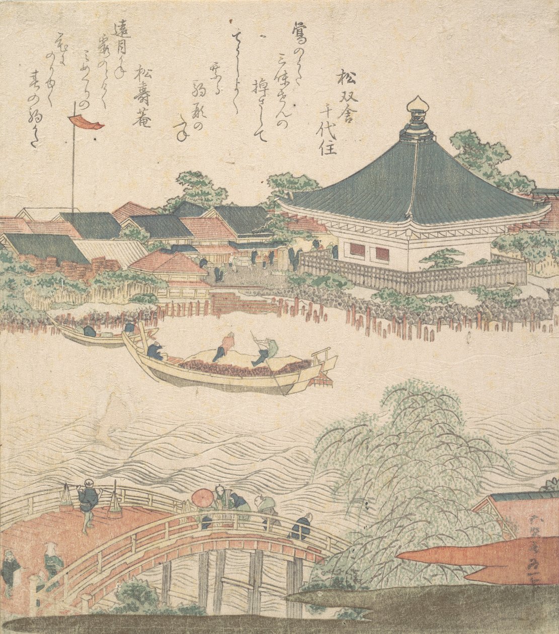 Říční scéna s mostem v popředí, ca. 1810. od Katsushika Hokusai
