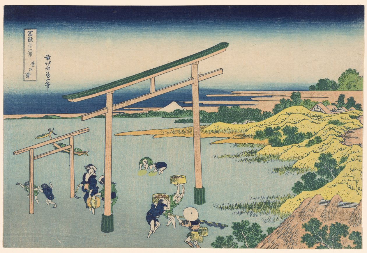 Mořské pobřeží v Nobutoura (Nobutoura), ze série „Třicet šest pohledů na horu Fuji (Fugaku sanjurokkei)“ od Katsushika Hokusai