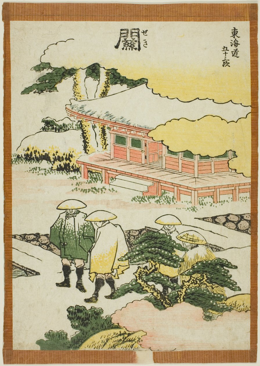 Seki, ze série "Padesát tři stanic Tokaida (Tokaido gojusan tsugi)" od Katsushika Hokusai