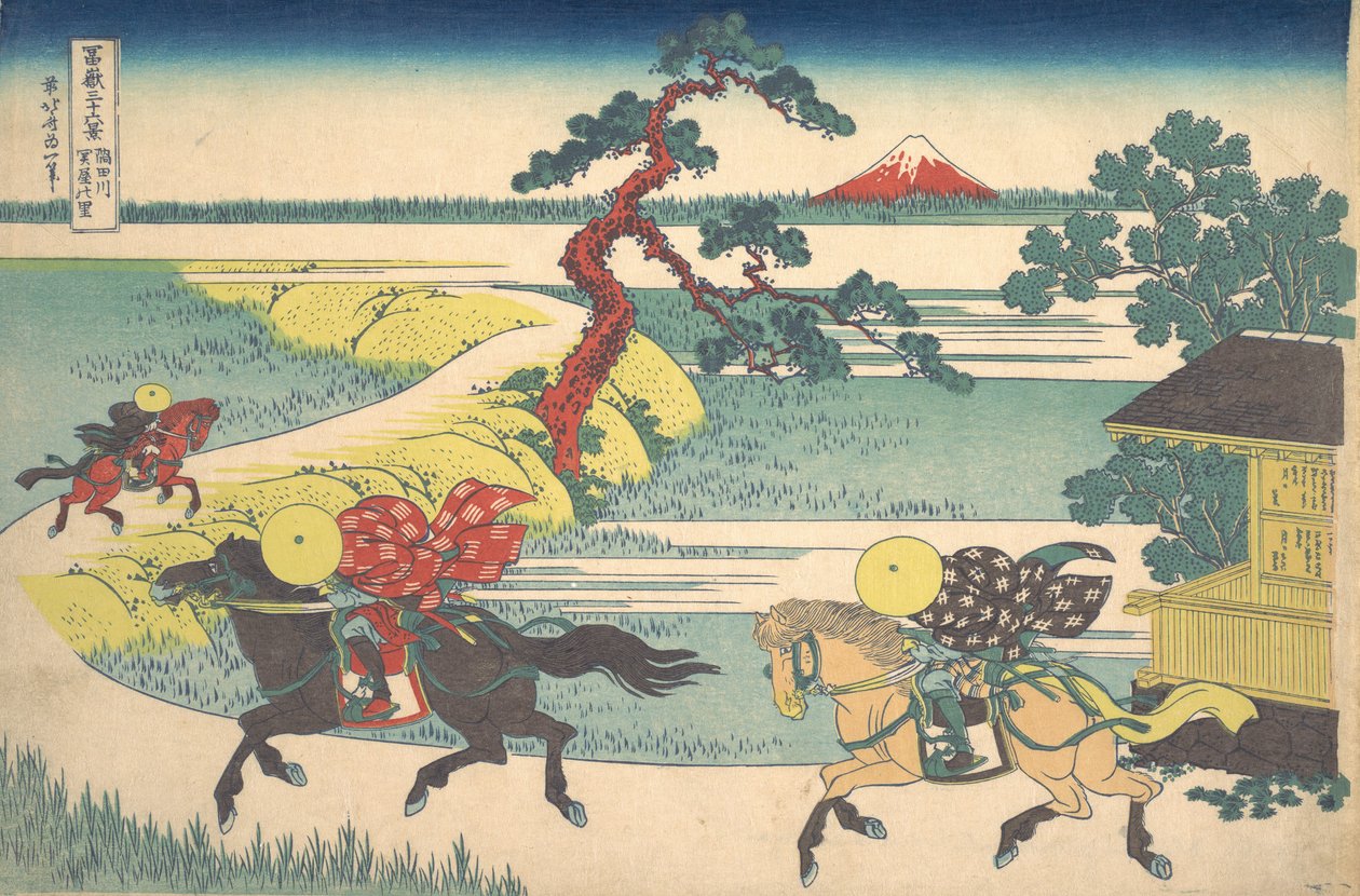 Seats and Viage Sounds Řeka Sumida Řeka Sumida Sídla a vesnice, ze série sti. .. .. , komár. 1830-32. od Katsushika Hokusai