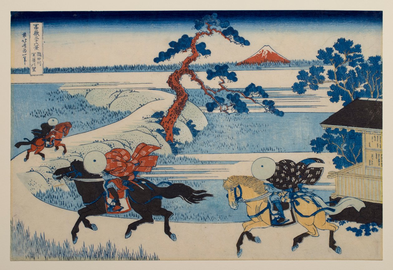 Vesnice Sekiya na řece Sumida, ze série „Třicet šest pohledů na horu Fuji“ od Katsushika Hokusai