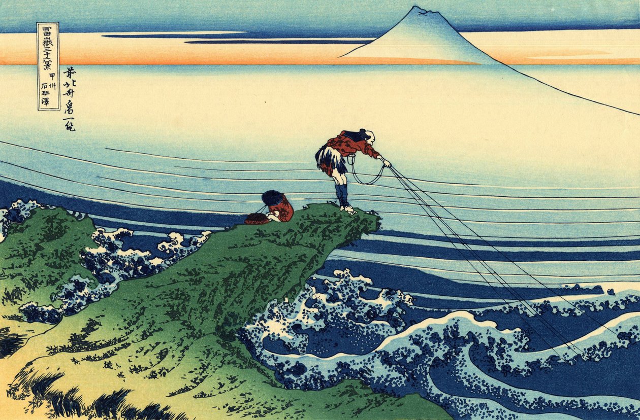 Serie de 36 vues du Mont Fuji: pohled z Kajikazawa v provincii Kai, Japonsko - Estampe de Katsushika Hokusai (1760-1849) (ecole ukiyo-e) 1830-1833 státní Puškinovo muzeum výtvarných umění, Moscou od Katsushika Hokusai