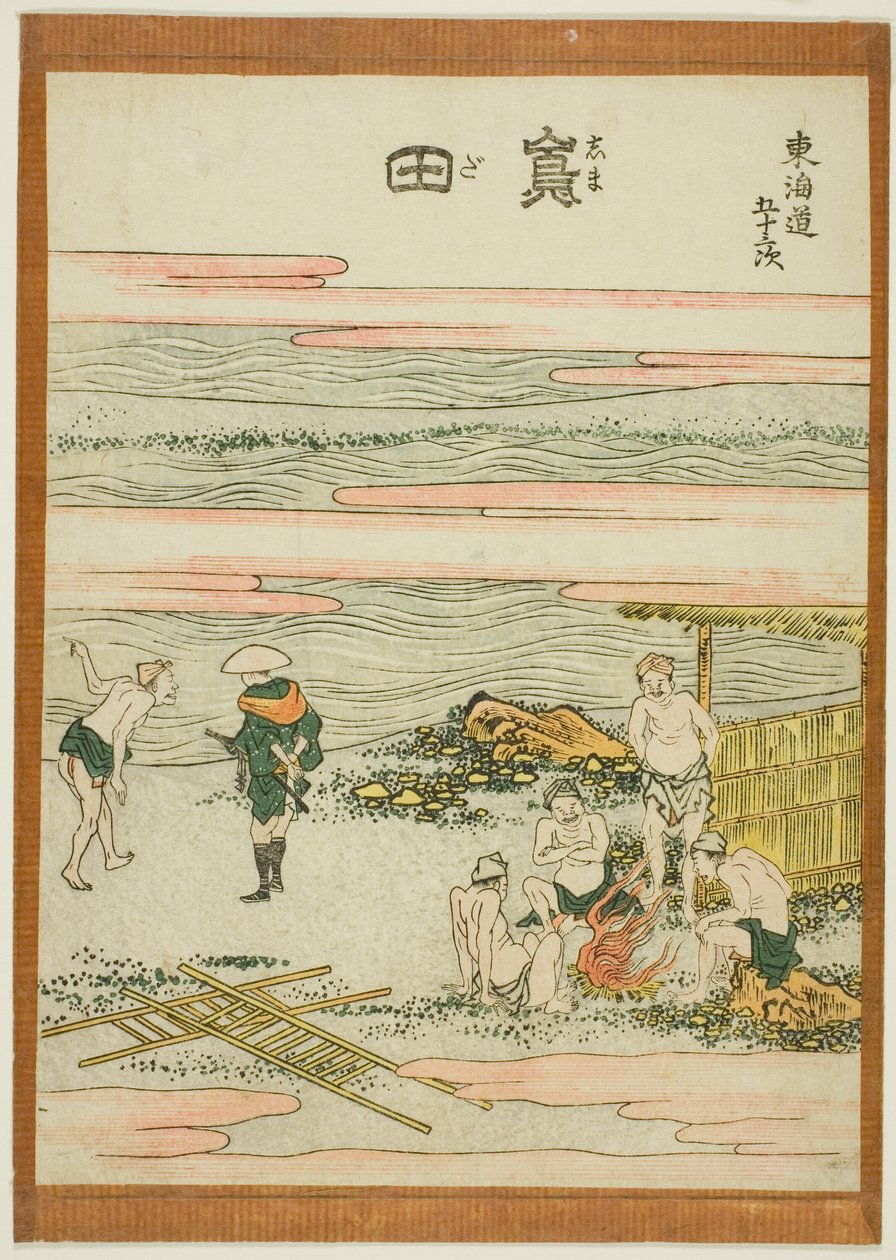 Shimada, ze série "Padesát tři stanic Tokaida (Tokaido gojusan tsugi)" od Katsushika Hokusai