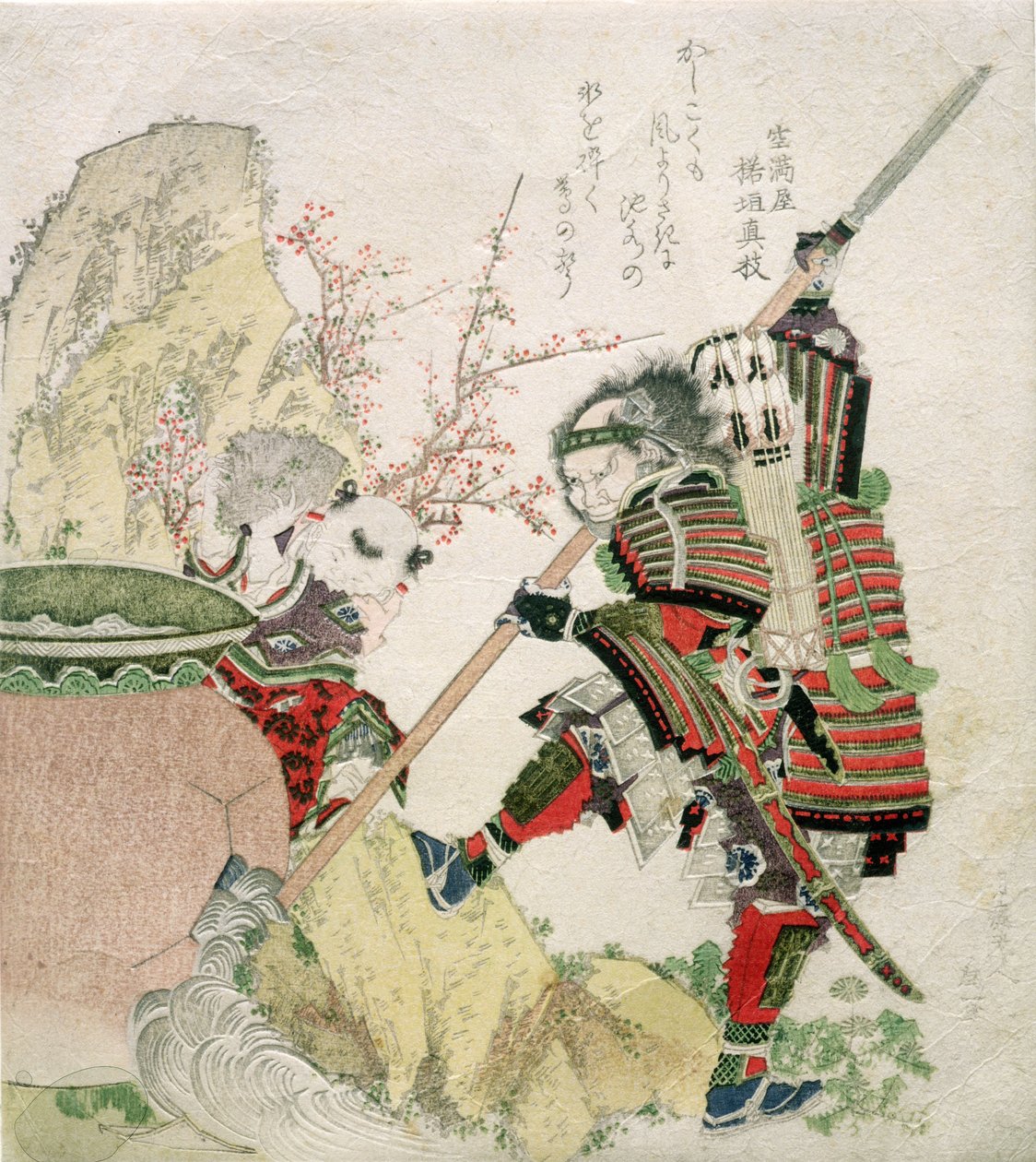 Sima Wengong (Shiba Onko) a Shinozuka, Lord of Iga (Shinozuka-iga-no-teami), 1821 (rytina do dřeva) od Katsushika Hokusai
