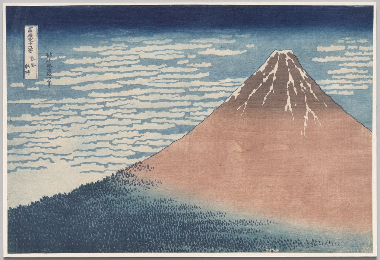 Jižní vítr, jasná obloha, ze série Třicet šest pohledů na horu Fudži od Katsushika Hokusai