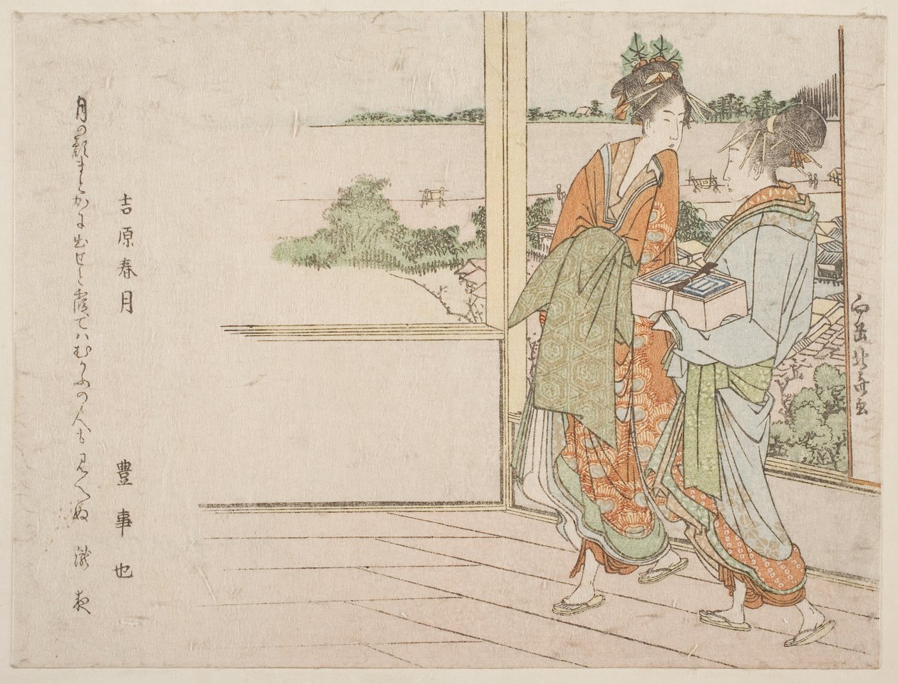 SP Lin g také na Over Yoshiwara (Yoshihara Harugetsu) od Katsushika Hokusai