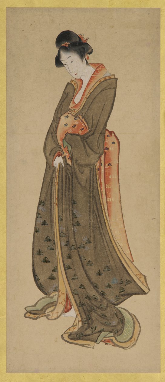 Stojící postava vysoké dívky, konec 18.-začátek 19. století. od Katsushika Hokusai