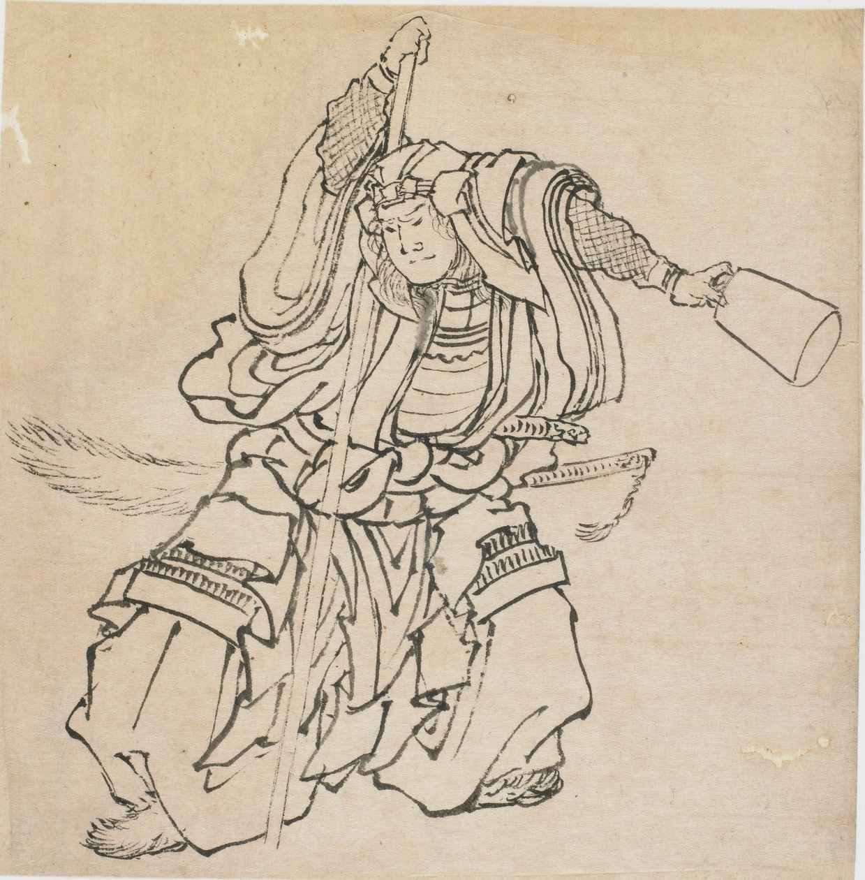 Stojící válečník v plné zbroji, konec 18.-začátek 19. století. od Katsushika Hokusai