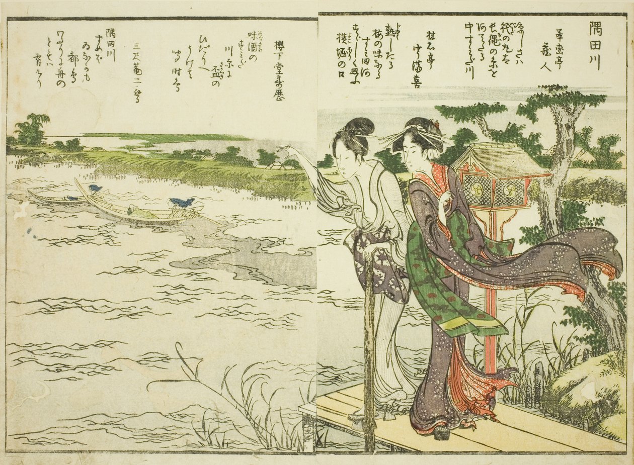 Řeka Sumida, od sv. 1 ilustrované knihy „Jemné pohledy na východní hlavní město na první pohled (Toto shokei ichiran)“ od Katsushika Hokusai