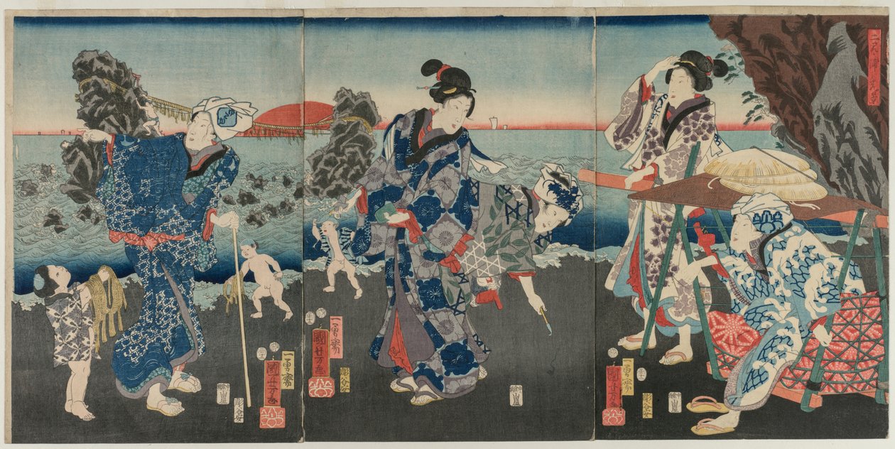 Východ slunce v zálivu Futami od Katsushika Hokusai