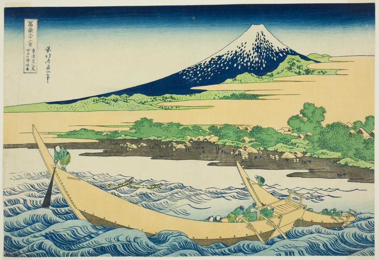 Tagonoura Bay poblíž Ejiri na Tōkaidō (Tōkaidō Ejiri Tagonoura ryakuzu), ze série Třicet šest pohledů na horu Fuji (Fugaku sanjūrokkei) od Katsushika Hokusai