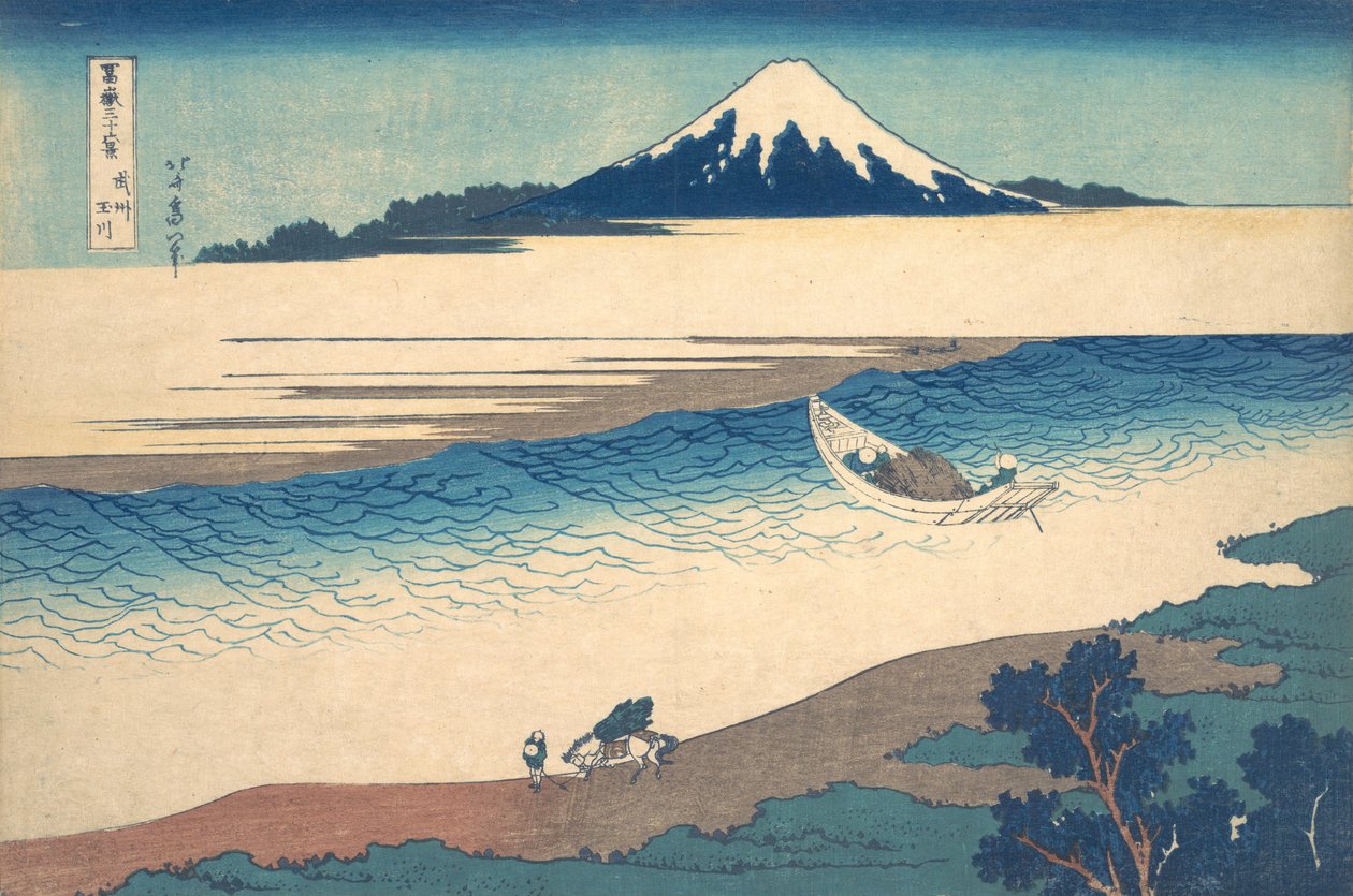 Řeka Tama v provincii Musashi Bushu Tamagawa, ze série Třicet šest pohledů o..., ca. 1830-32. od Katsushika Hokusai