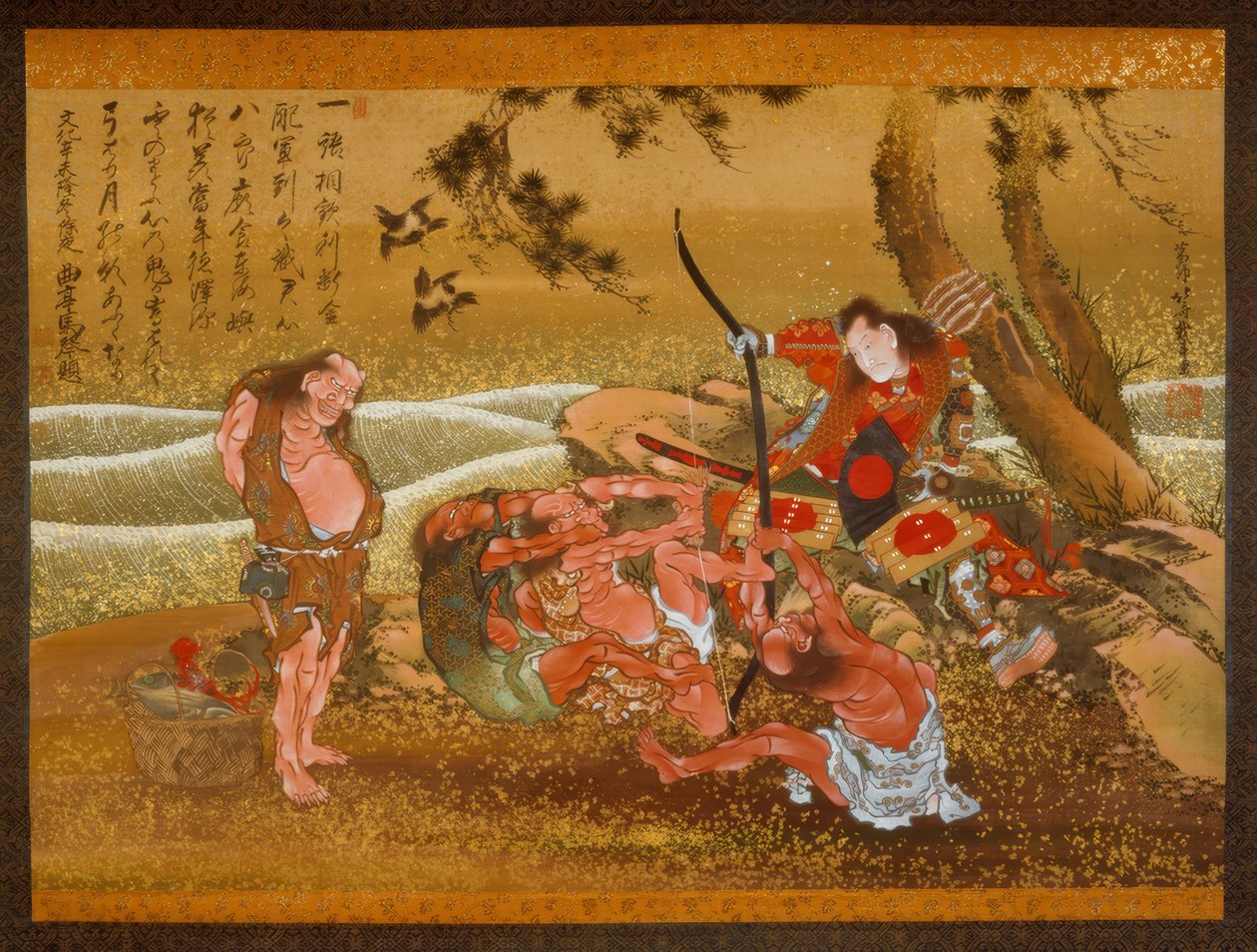 Tametomo a démoni na Onigashimě od Katsushika Hokusai