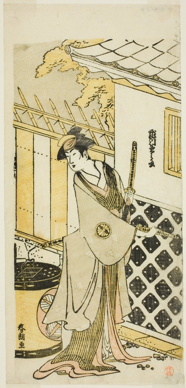 Herec Segawa Kikunojo III jako žena ze samurajské rodiny od Katsushika Hokusai