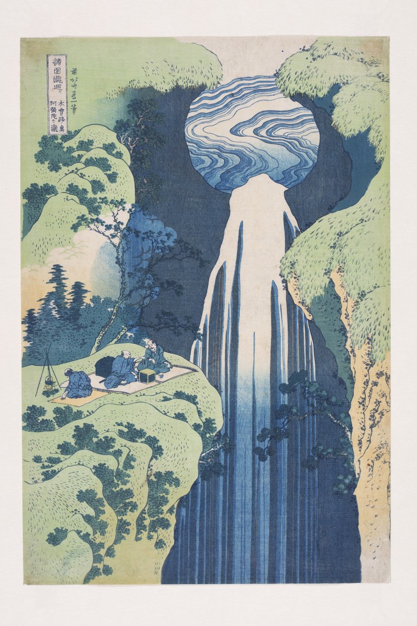 Amida Falls v Dalekém dosahu Kisokaido? Road (Kisoji no oku Amida-ga-taki) (barevný dřevotisk) od Katsushika Hokusai