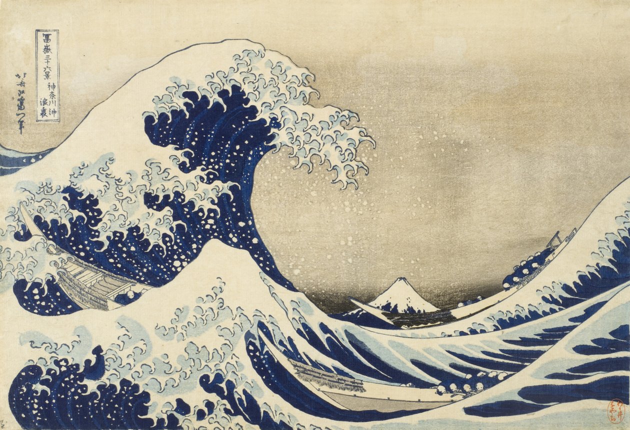 Velká vlna u Kanagawy, kolem roku 1830 (dřevěný tisk) od Katsushika Hokusai