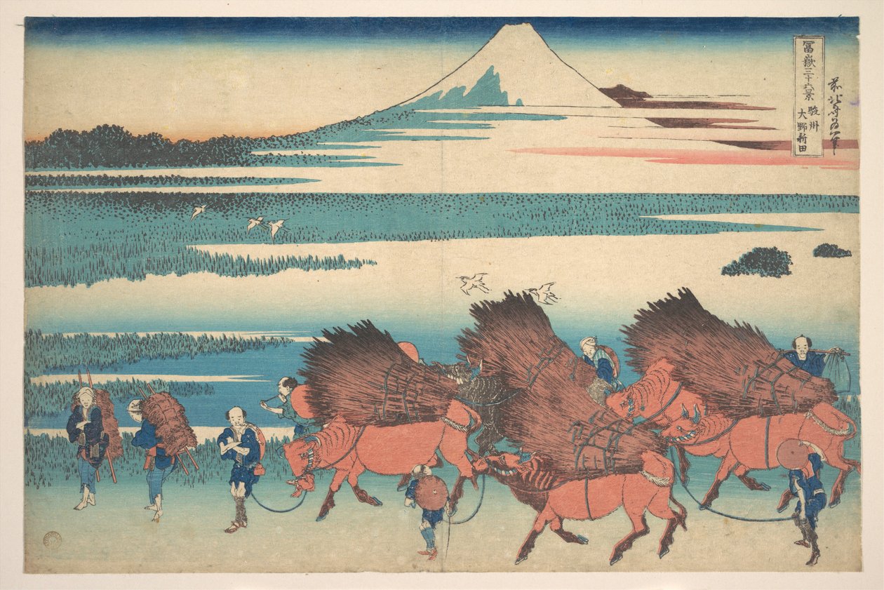 Nová pole v Óno v provincii Suruga (Sunshū Óno shinden), ze série Třicet šest pohledů na horu Fudži (Fugaku sanjūrokkei) od Katsushika Hokusai