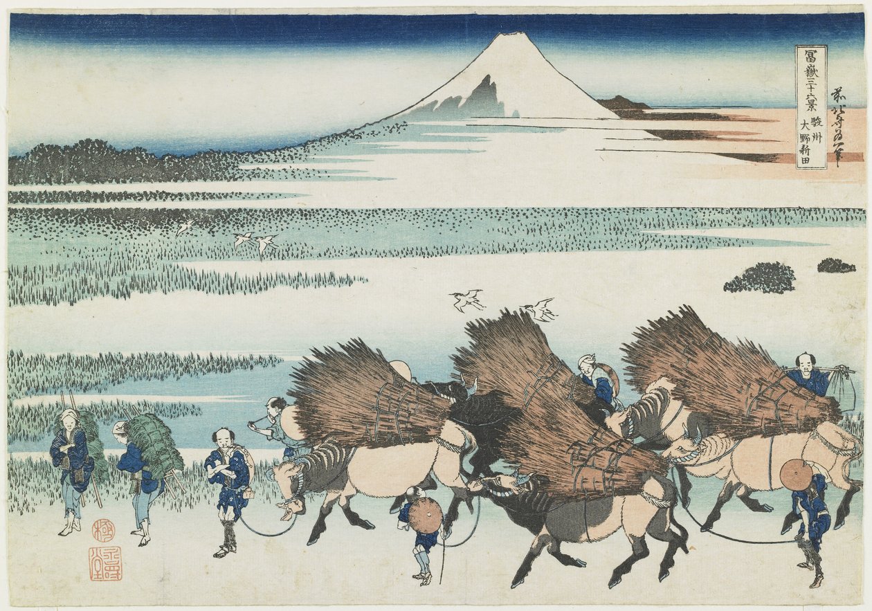 The Paddies of O_no v provincii Suruga, 1831-1834 od Katsushika Hokusai
