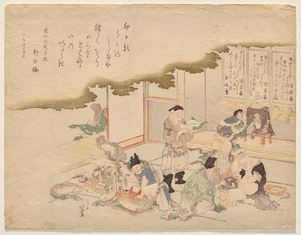 Sedm bohů štěstí (shichifuku-jin) slaví Nový rok od Katsushika Hokusai