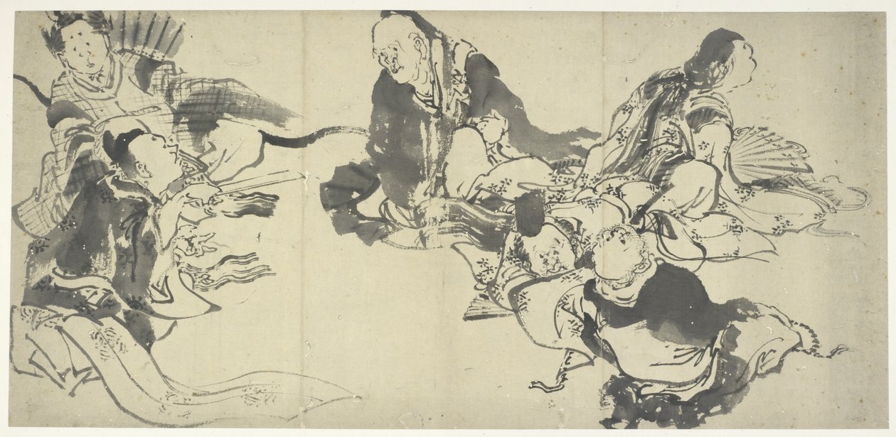 Šest mistrů básníků, období Edo (inkoust na papíře) od Katsushika Hokusai