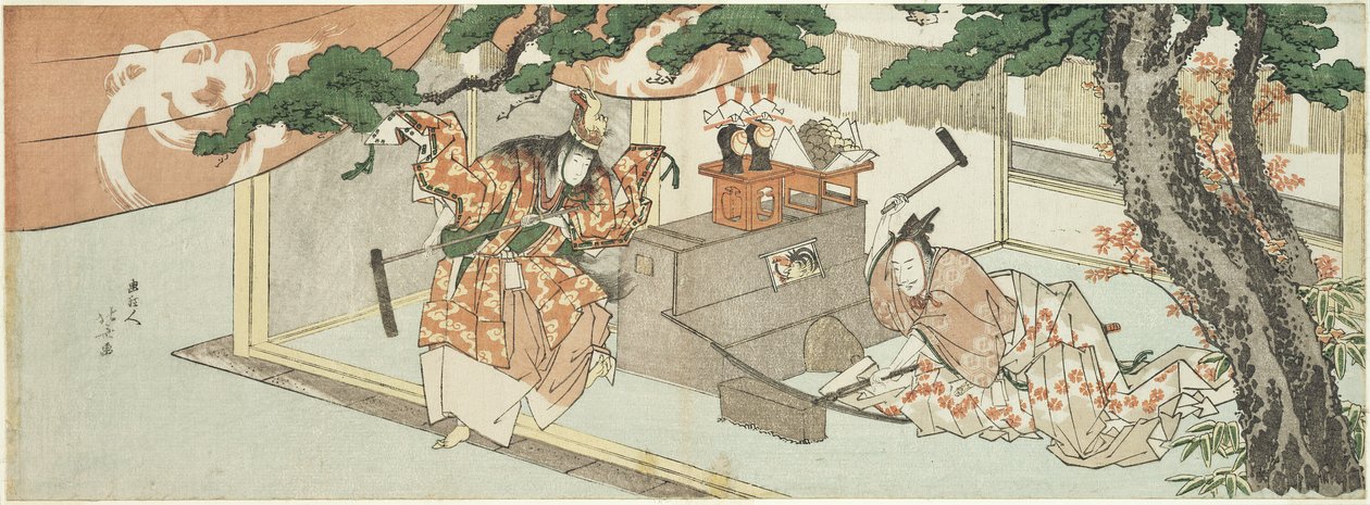 Mečíř Munechika a Bůh Inari od Katsushika Hokusai