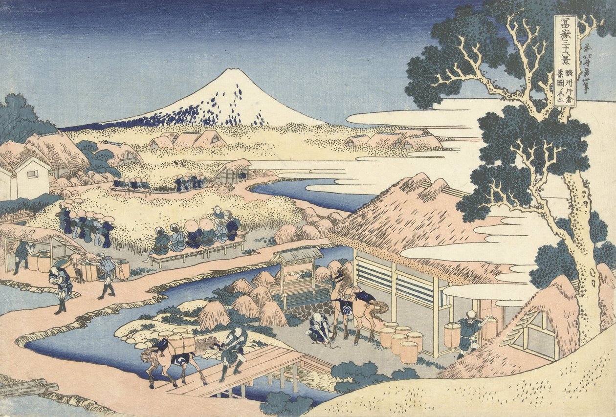 Čajová plantáž Katakura v provincii Suruga, asi 1830 (dřevoryt) od Katsushika Hokusai