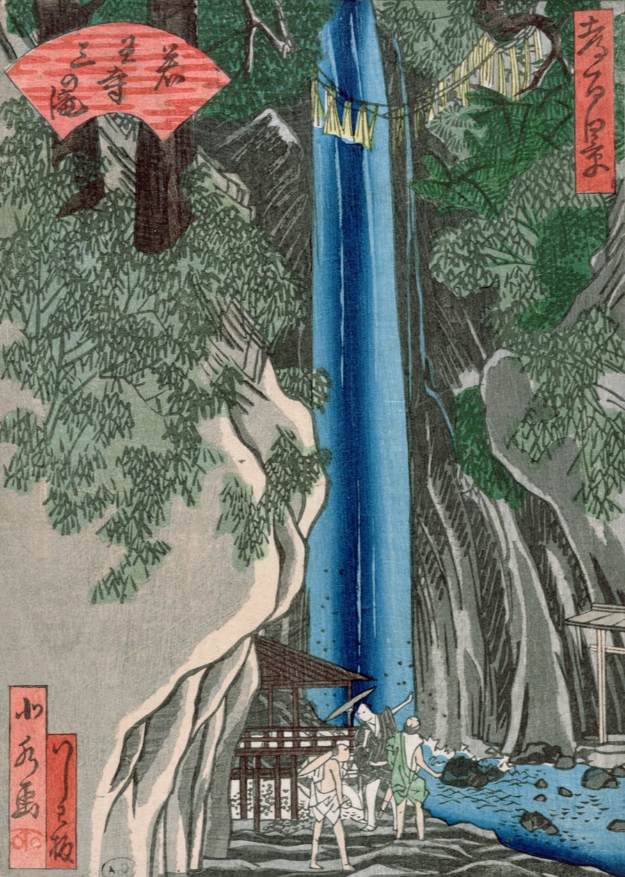 Vodopád (barevný dřevoryt) od Katsushika Hokusai