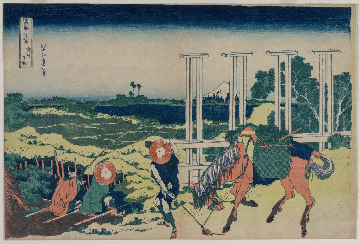 Jez v Senju v provincii Musashi ze série Třicet šest pohledů na horu Fuji, počátek 30. let 19. století. od Katsushika Hokusai