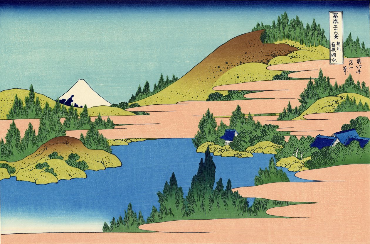 Jezero Hakone v provincii Segami, kolem roku 1830 (dřevořez) od Katsushika Hokusai