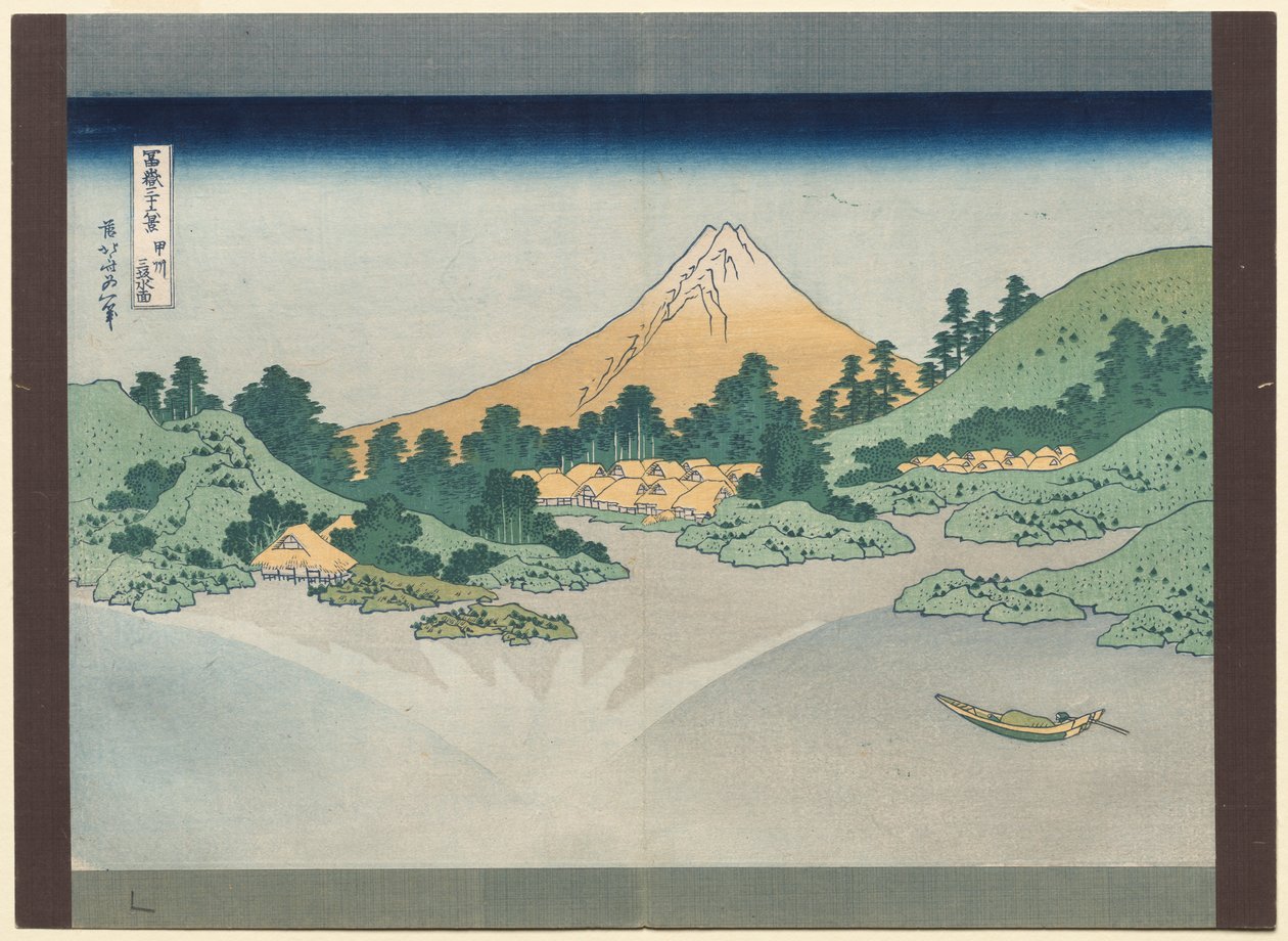 Třicet šest pohledů na horu Fuji: Povrch jezera Misaka v provincii Kai od Katsushika Hokusai