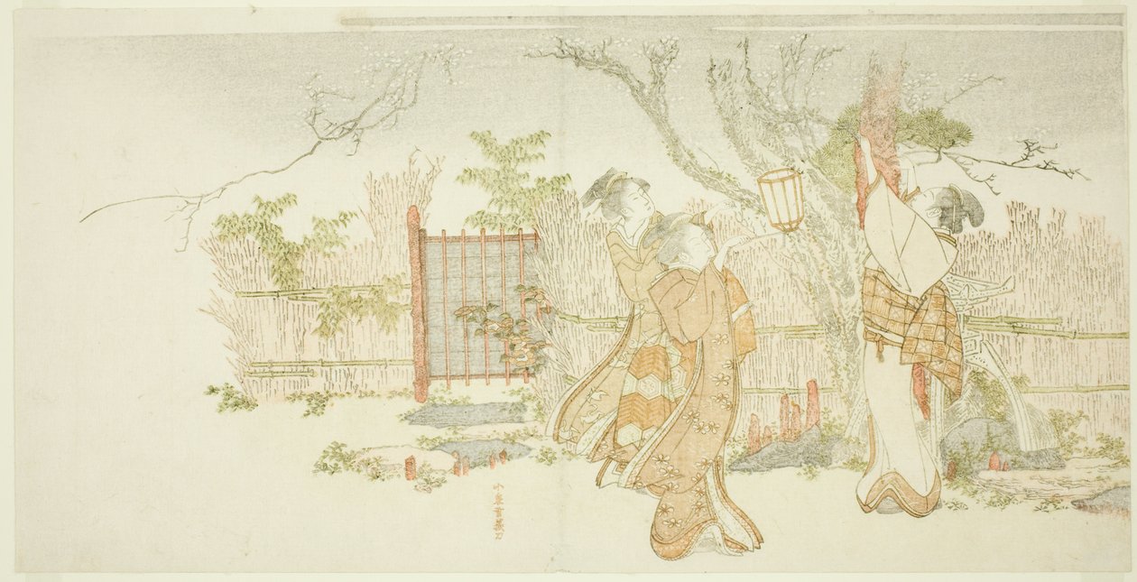 Tři ženy pod švestkou v noci od Katsushika Hokusai