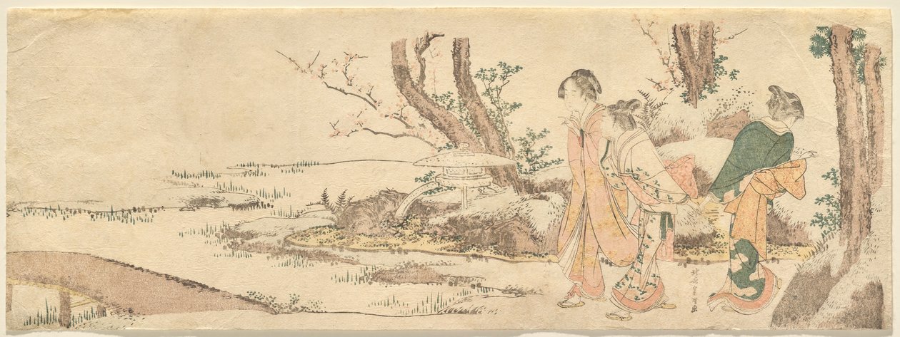 Tři ženy u rybníka od Katsushika Hokusai