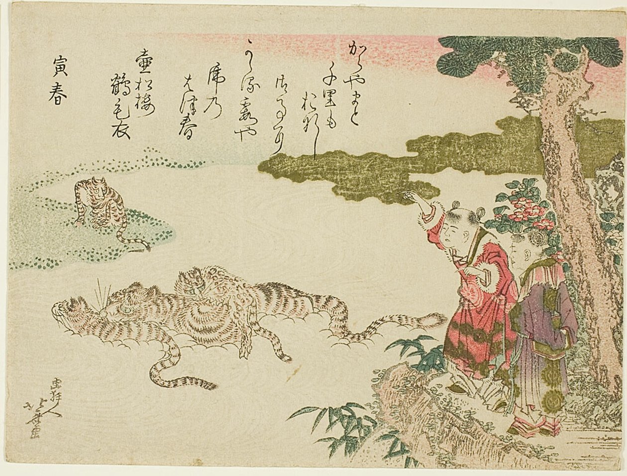 Tygři přecházející řeku (Tora no haru) od Katsushika Hokusai