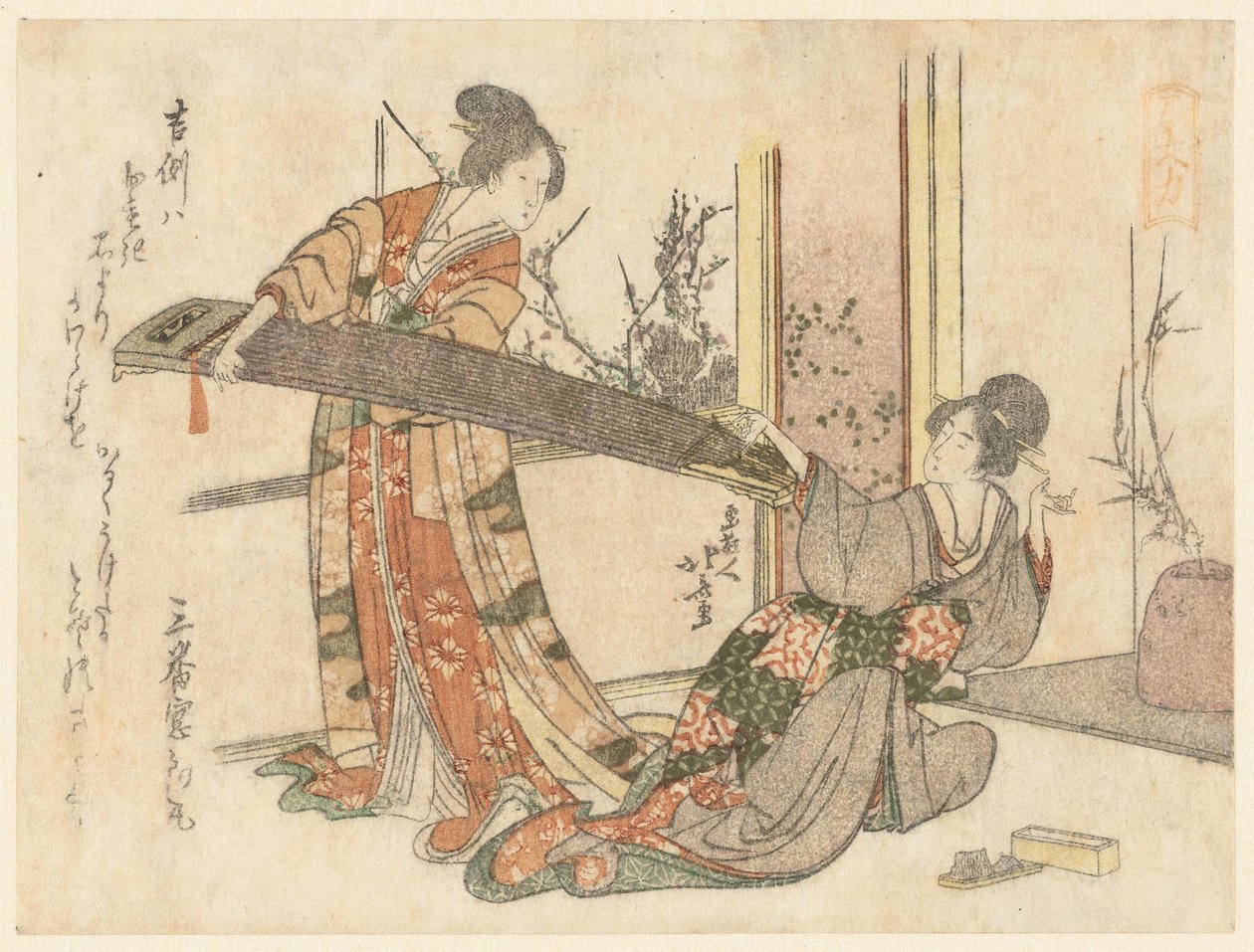 Dvě ženy s Koto od Katsushika Hokusai