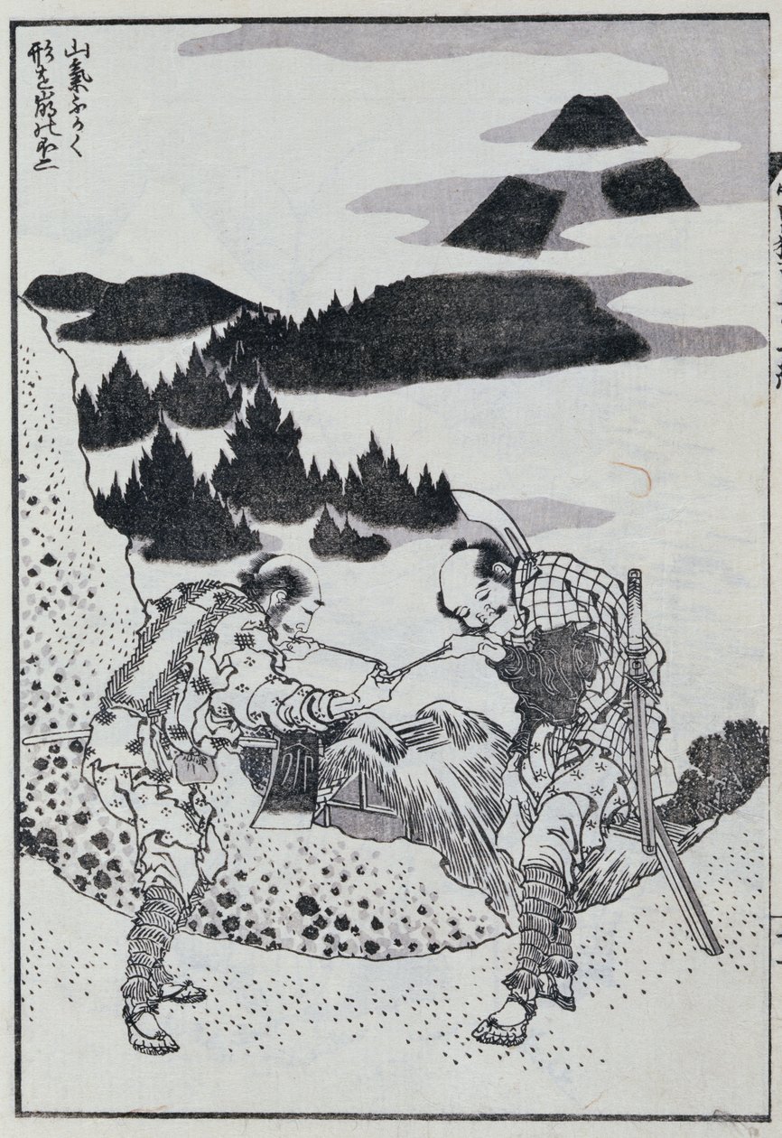 Dva muži z mangy (barevný dřevoryt) od Katsushika Hokusai