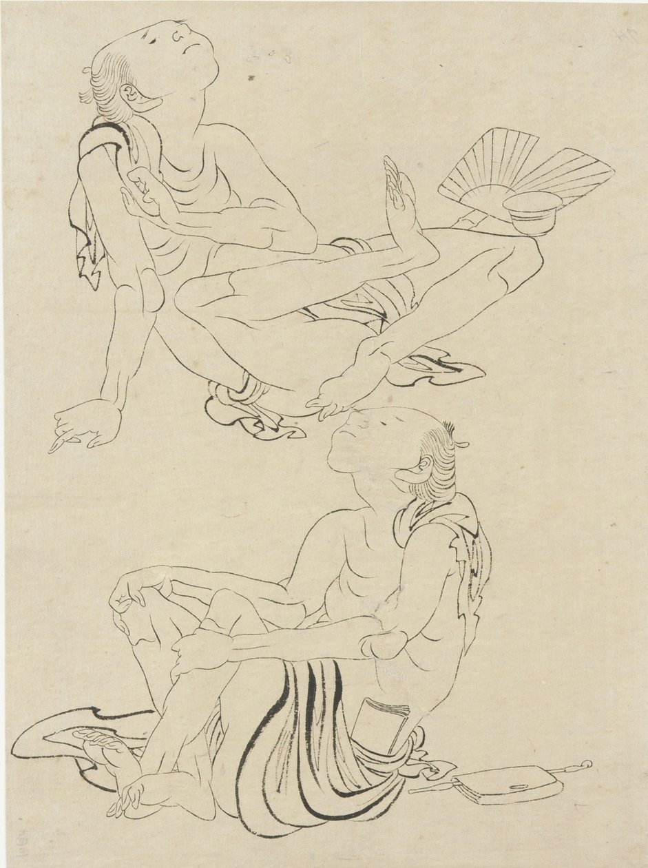Dva muži odpočívající v létě, období Edo (tuš na papíře) od Katsushika Hokusai
