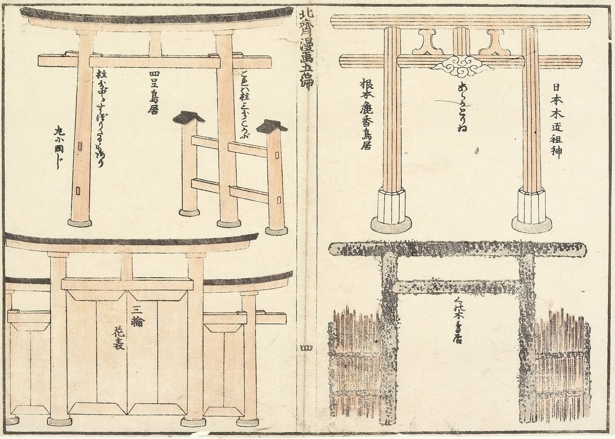 Různé typy Torii Arch, 1816 od Katsushika Hokusai