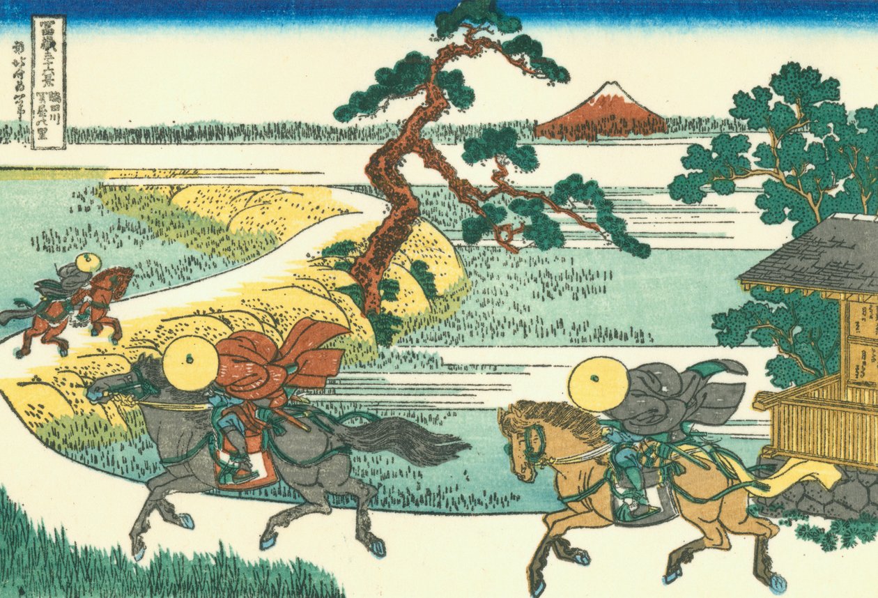 Vesnice Sekiya u řeky Sumida, kolem roku 1830 (dřevotisk) od Katsushika Hokusai