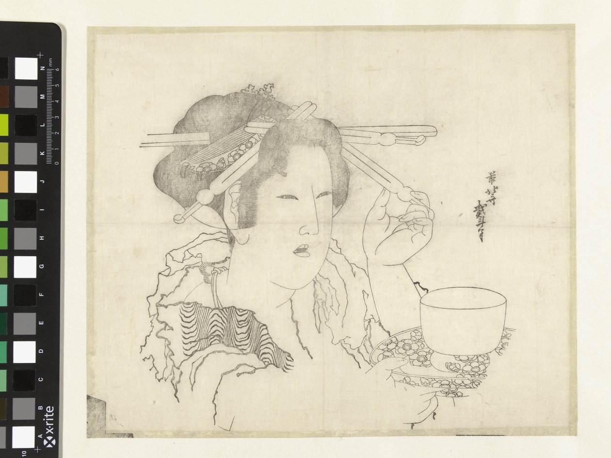 Žena s šálkem od Katsushika Hokusai
