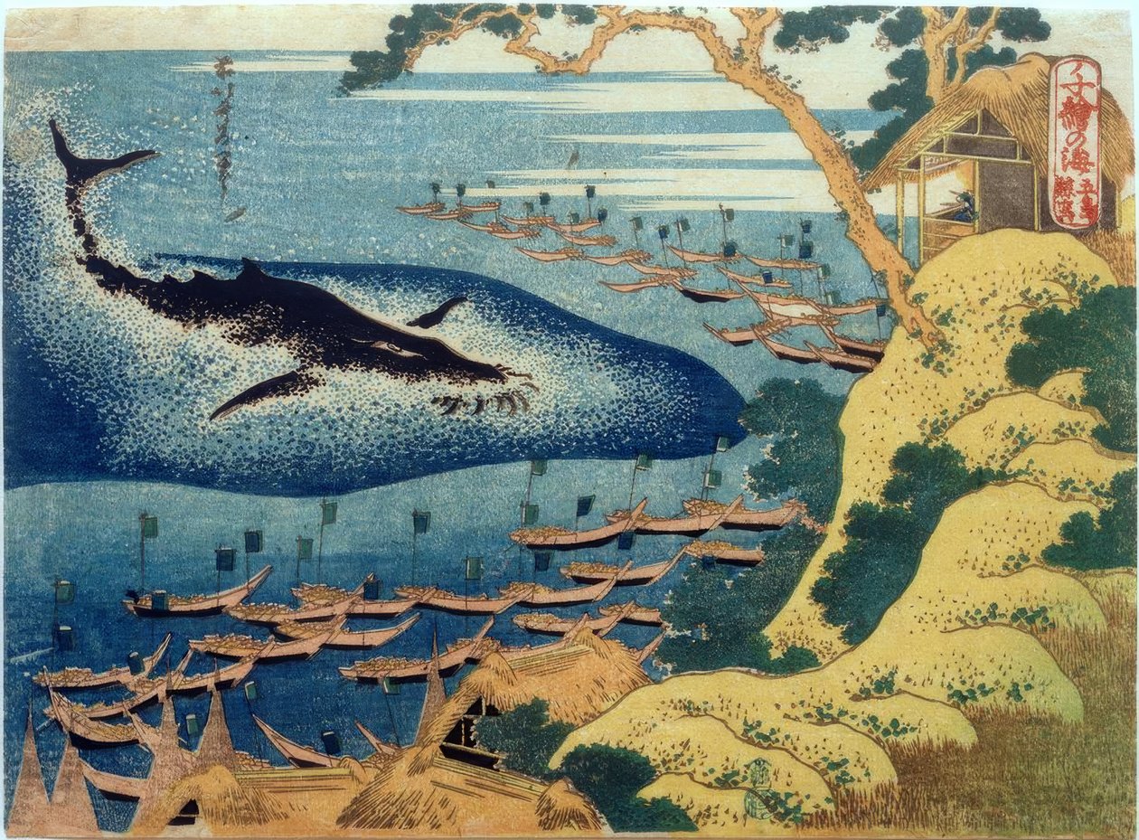 Lov velryb u ostrovů Gotô od Katsushika Hokusai