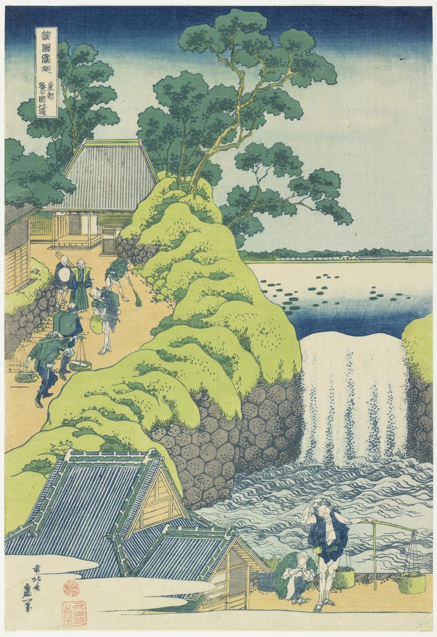 Vodopád v Aoigaoka v Edo, c. 1833 od Katsushika Hokusai