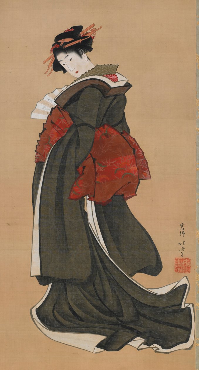 Žena držící vějíř, období Edo, ca. 1810-1811. od Katsushika Hokusai