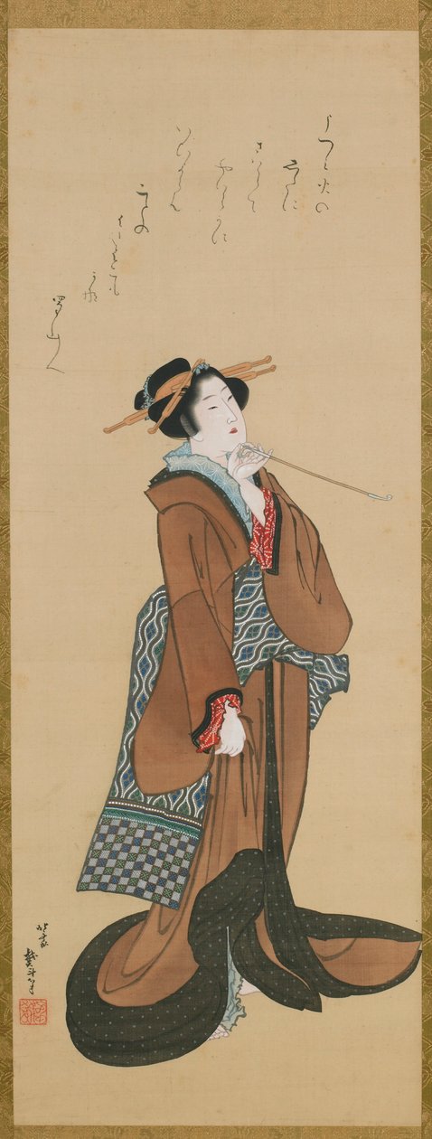 Žena držící tabákovou dýmku, ca. 1814-1815. od Katsushika Hokusai