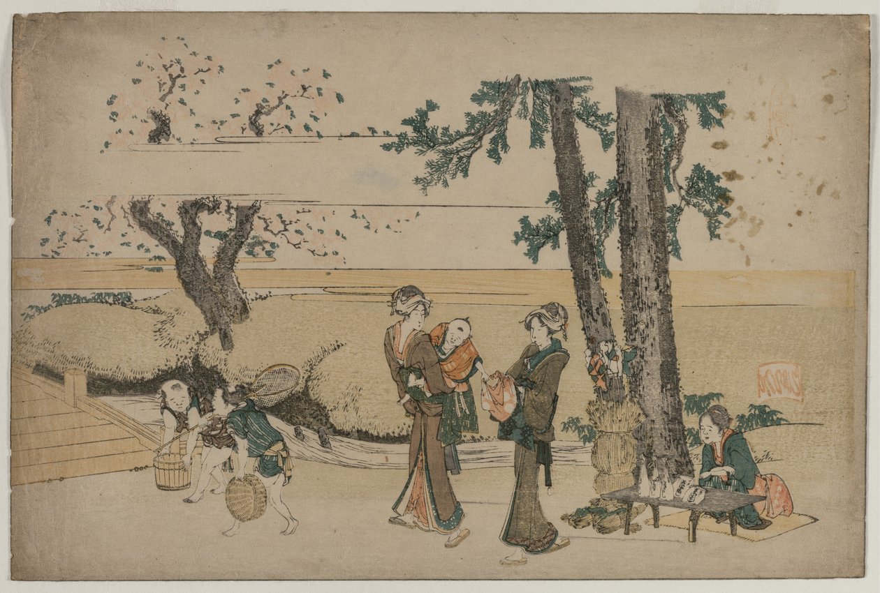 Žena kolem silničního obchodu poblíž Oji od Katsushika Hokusai