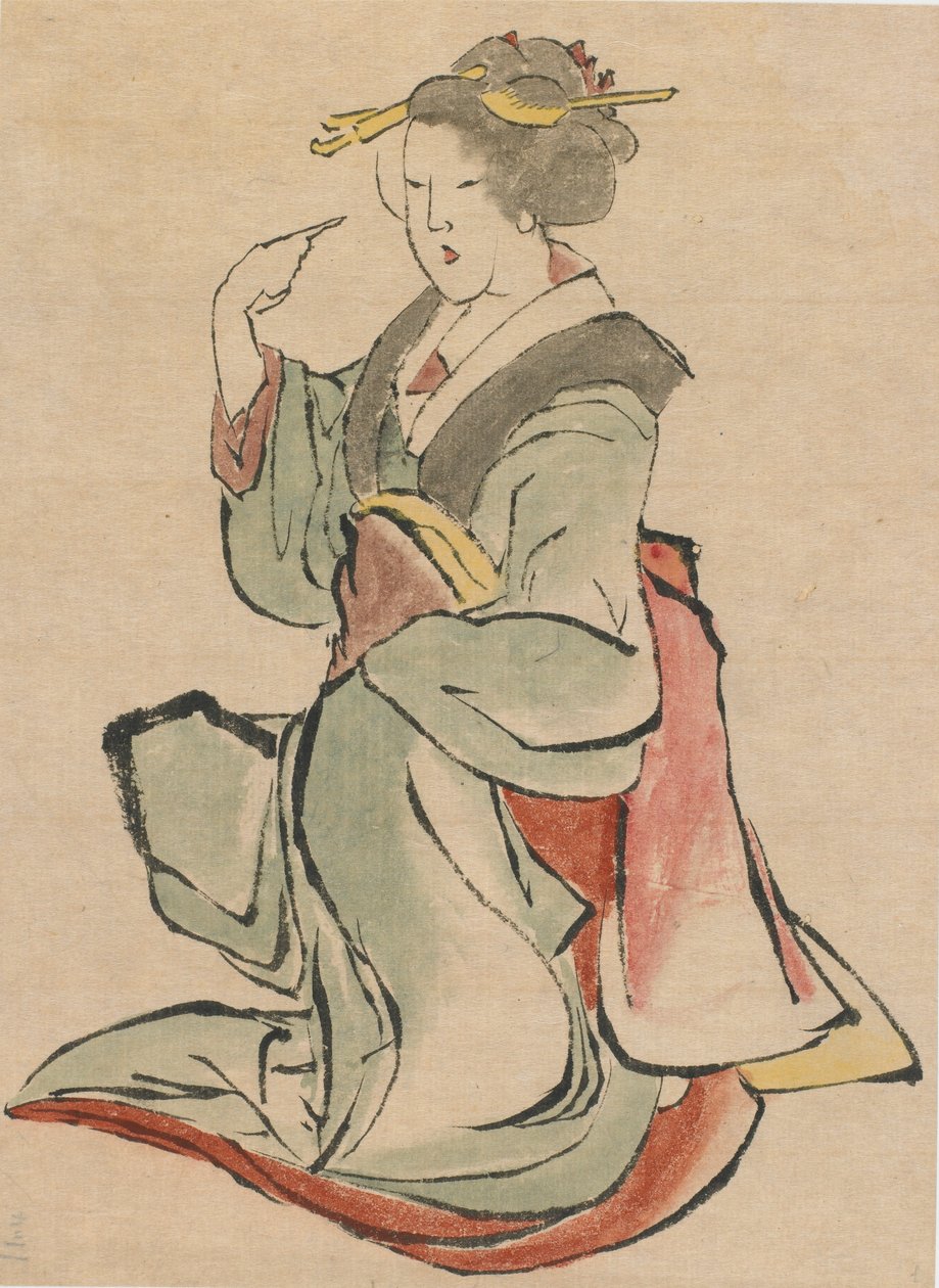 Žena obrácená doprava, vábící, konec 18.-začátek 19. století. od Katsushika Hokusai