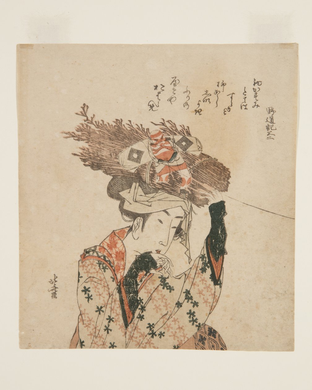Žena z ?hara se svazkem palivového dříví a drakem (barevný dřevotisk) od Katsushika Hokusai