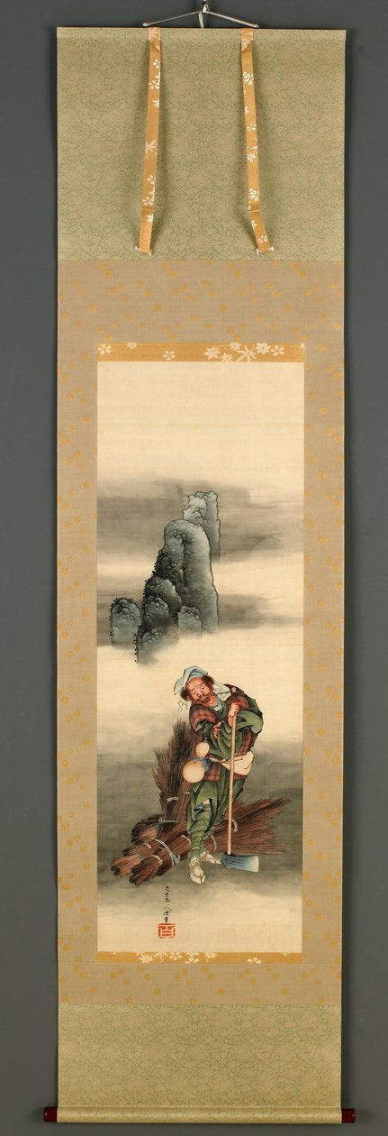 Dřevorubec, období Edo, 1849 (tuš a barva na hedvábí) od Katsushika Hokusai