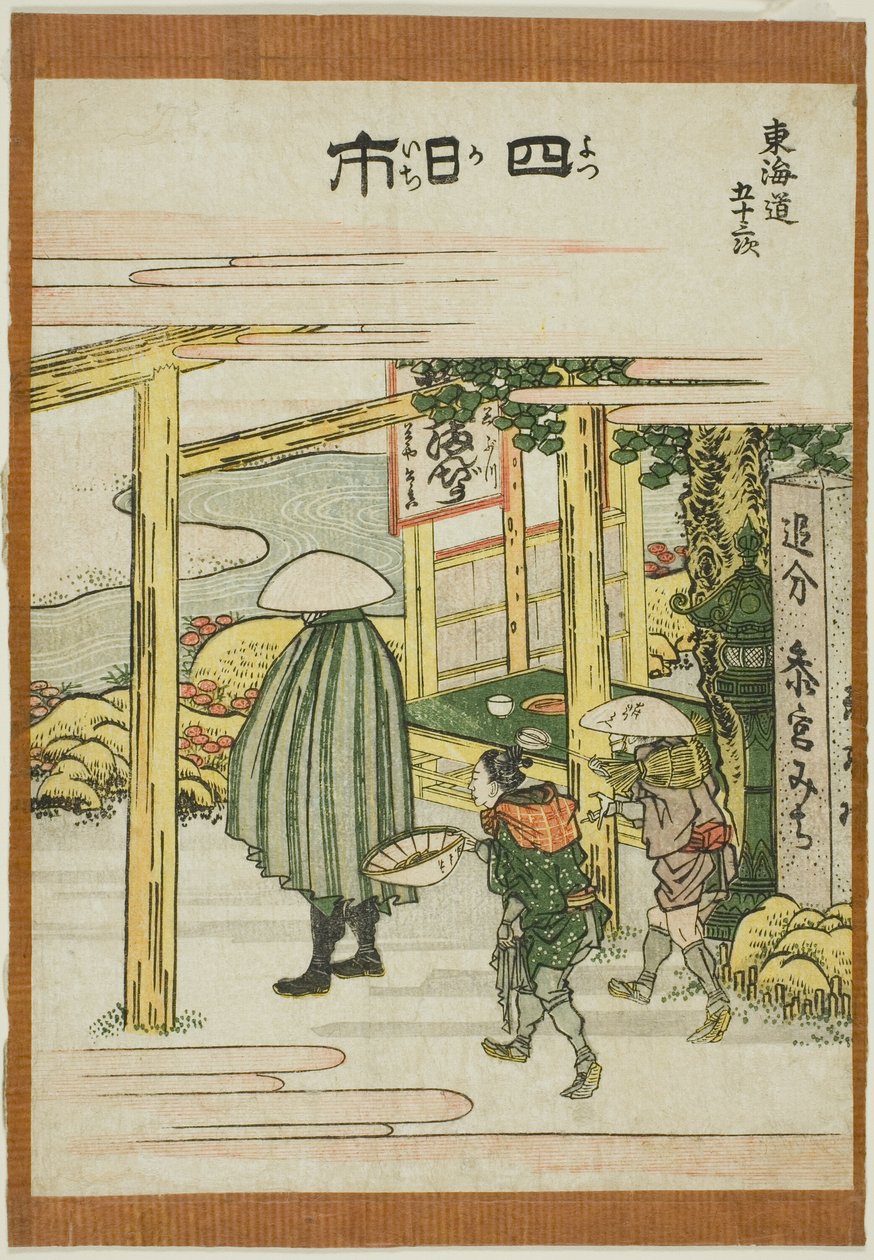Jokkaiči, ze série "Padesát tři stanic Tokaido (Tokaido gojusan tsugi)" od Katsushika Hokusai