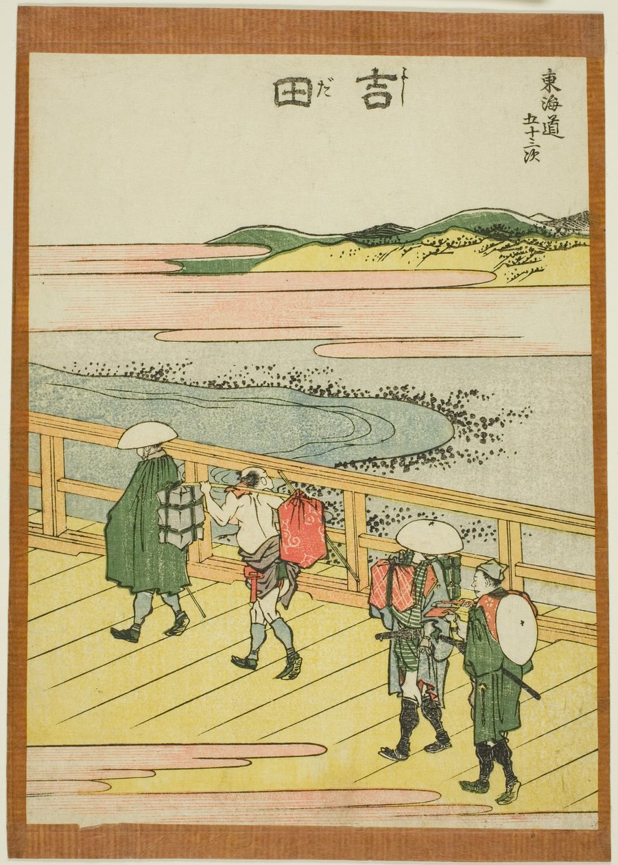 Yoshida, ze série "Padesát tři stanic Tokaida (Tokaido gojusan tsugi)" od Katsushika Hokusai